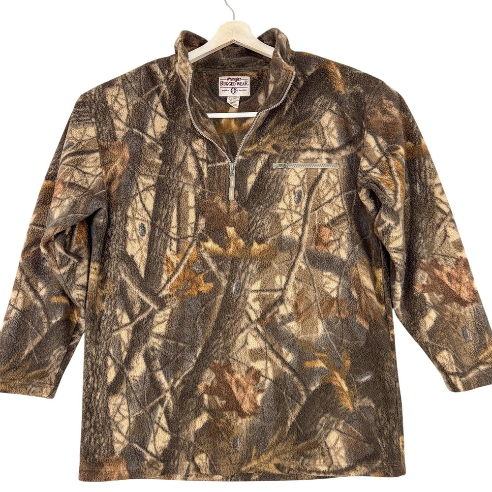 Wrangler Jacket‎ Mens 2XL Camo Fleece Quarter Zip Rugged Wear Hunting Outdoor